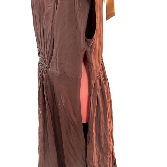 NWT Boden Boho Viscose Crepe Dress Beads & Sequins Dolman Sleeve Gray US 10 L - Picture 5 of 8